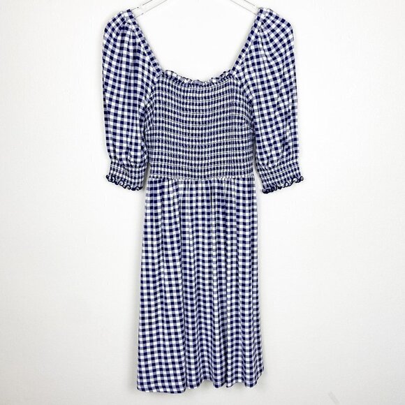 DRAPER JAMES | Jo Dee Navy Gingham Babydoll Dress Small Cottagecore - Picture 3 of 11